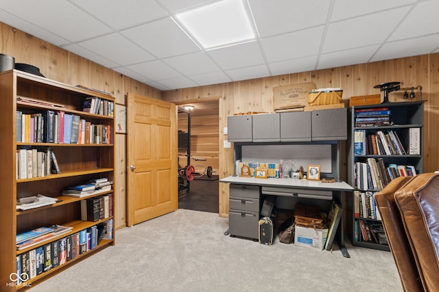 4434 Hickory Ridge Blvd, Greenwood, IN 46143 - carpeted office featuring wooden walls and a paneled ceiling