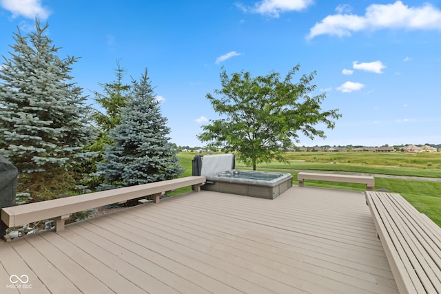 4434 Hickory Ridge Blvd, Greenwood, IN 46143 - wooden deck featuring a covered hot tub