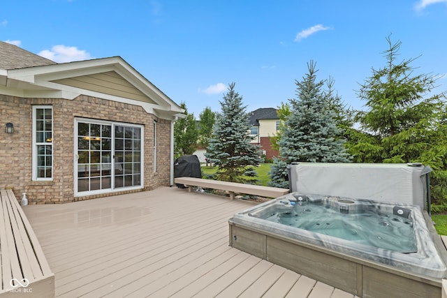 4434 Hickory Ridge Blvd, Greenwood, IN 46143 - wooden deck featuring a covered hot tub