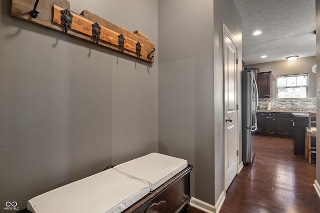 13992 Wynngate Ln, Fishers, IN 46038 - mudroom featuring dark wood-type flooring and recessed lighting