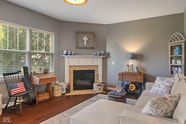 13992 Wynngate Ln, Fishers, IN 46038 - living area featuring wood finished floors and a fireplace