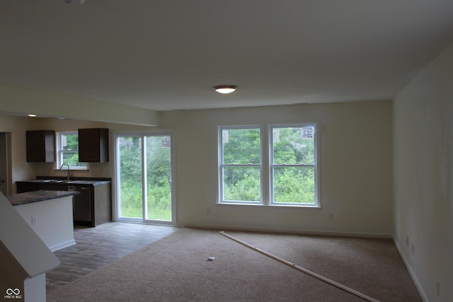1029 E Brandy Blvd E, Ellettsville, IN 47429 - unfurnished living room featuring a sink and light carpet
