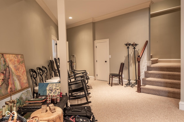 4636 S Hawks Way, Bloomington, IN 47401 - interior space with carpet floors, crown molding, and recessed lighting