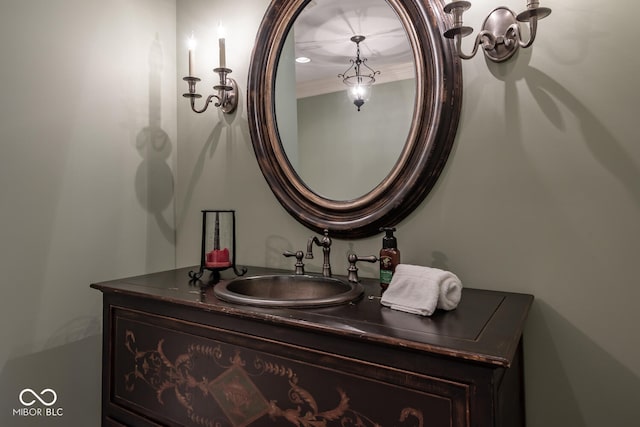 4636 S Hawks Way, Bloomington, IN 47401 - bathroom featuring vanity and ornamental molding
