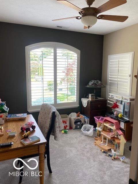 3354 Nottinghill Dr, Plainfield, IN 46168 - carpeted home office featuring ceiling fan