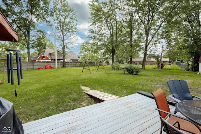 13 Fairlane Dr, Brownsburg, IN 46112 - wooden terrace with a fenced backyard and a playground
