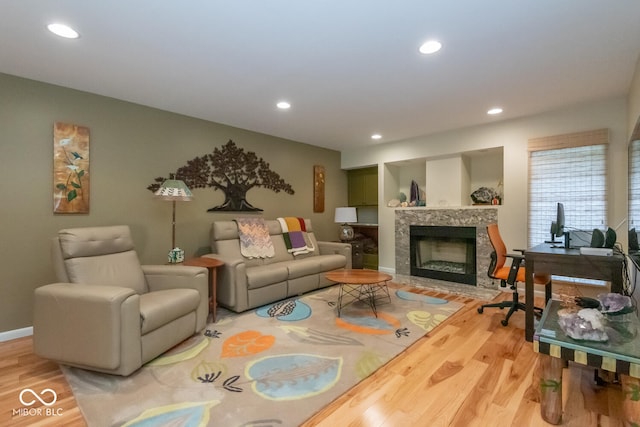 2608 S Trotters Run, Bloomington, IN 47401 - living room with wood finished floors, recessed lighting, and a fireplace