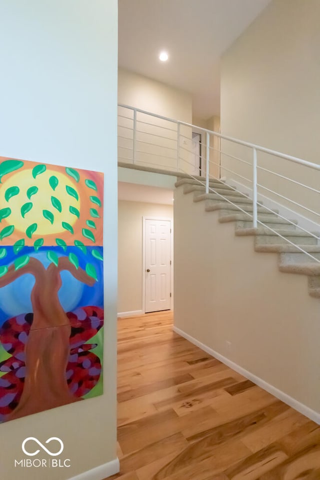 2608 S Trotters Run, Bloomington, IN 47401 - stairs with wood finished floors and recessed lighting