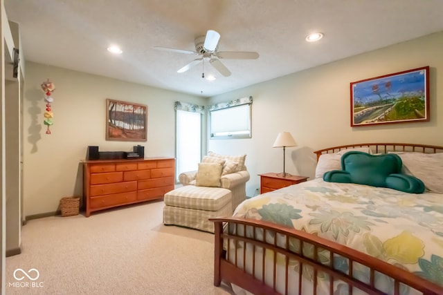 2608 S Trotters Run, Bloomington, IN 47401 - bedroom with carpet floors, recessed lighting, and a ceiling fan