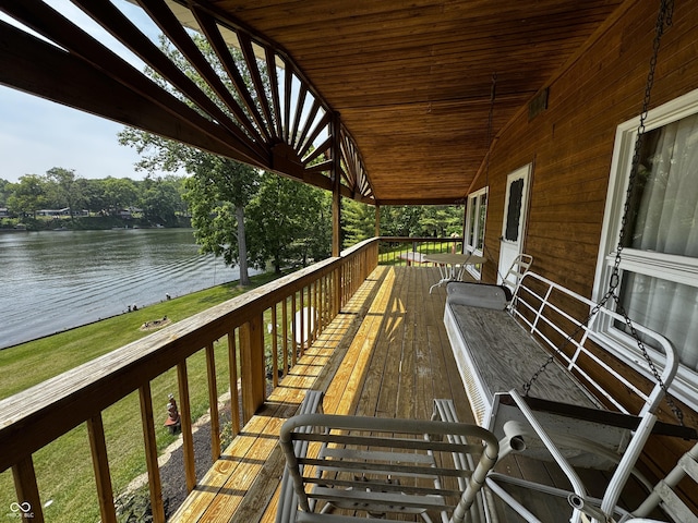 8664 S Nash Dr, Nineveh, IN 46164 - wooden deck featuring a water view and a lawn