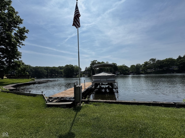 8664 S Nash Dr, Nineveh, IN 46164 - dock with a yard, boat lift, and a water view