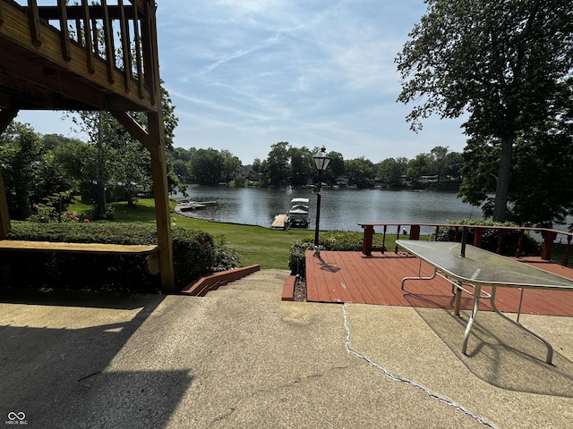 8664 S Nash Dr, Nineveh, IN 46164 - view of patio featuring a water view and a boat dock