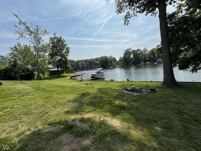 8664 S Nash Dr, Nineveh, IN 46164 - view of grassy yard with a water view and a dock
