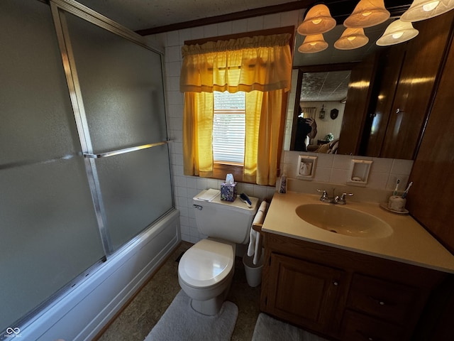 8664 S Nash Dr, Nineveh, IN 46164 - full bath with vanity, combined bath / shower with glass door, and tile walls