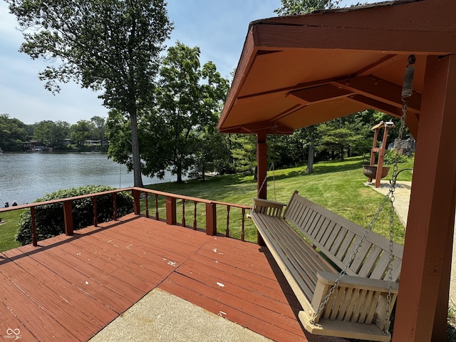 8664 S Nash Dr, Nineveh, IN 46164 - deck with a water view and a yard