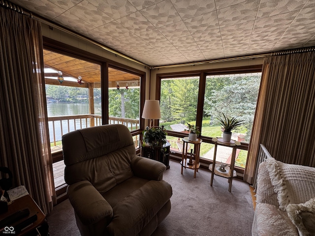8664 S Nash Dr, Nineveh, IN 46164 - sunroom / solarium with carpet and a water view