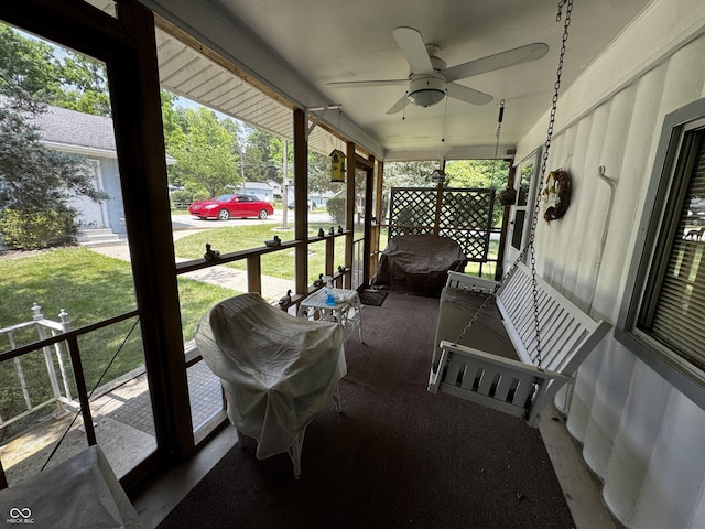8664 S Nash Dr, Nineveh, IN 46164 - porch with ceiling fan and a lawn