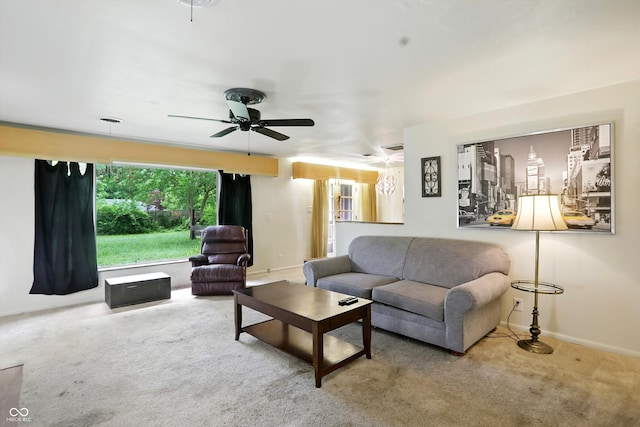 4340 Ashbourne Ln, Indianapolis, IN 46226 - living area with carpet flooring and ceiling fan
