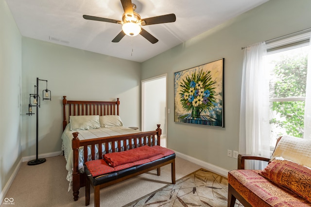 564 Parkhurst Ct, Greenwood, IN 46142 - bedroom featuring light colored carpet and ceiling fan