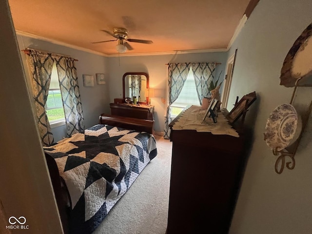 111 S Jefferson St, Brownsburg, IN 46112 - bedroom featuring crown molding, carpet floors, and a ceiling fan