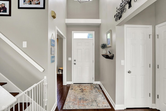 9653 Cypress Way, Carmel, IN 46032 - foyer featuring dark wood-style floors and a high ceiling