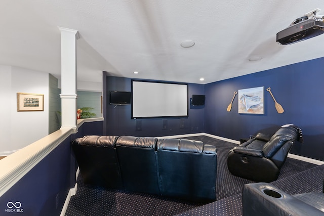 4396 W Eagle Trce, New Palestine, IN 46163 - cinema with carpet, recessed lighting, and ornate columns