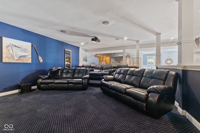4396 W Eagle Trce, New Palestine, IN 46163 - cinema with carpet floors and a textured ceiling