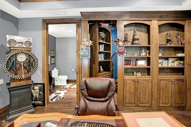 11557 Willow Springs Dr, Zionsville, IN 46077 - office area featuring baseboards and wood finished floors