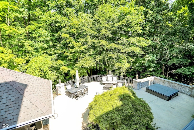 11557 Willow Springs Dr, Zionsville, IN 46077 - view of patio / terrace featuring a forest view and an outdoor hangout area