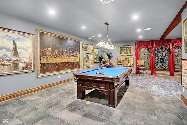 11557 Willow Springs Dr, Zionsville, IN 46077 - playroom featuring billiards and recessed lighting