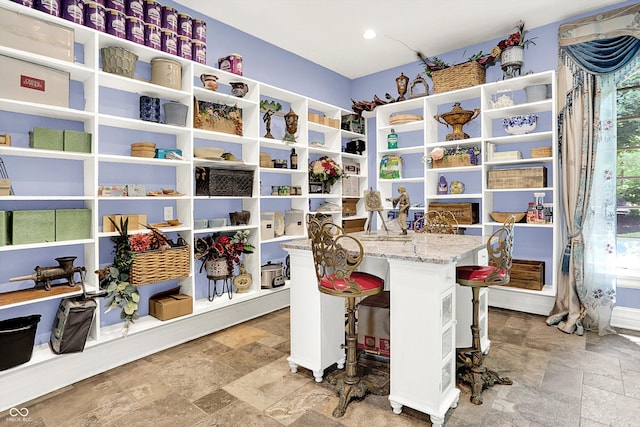 11557 Willow Springs Dr, Zionsville, IN 46077 - dining space featuring stone tile flooring and recessed lighting