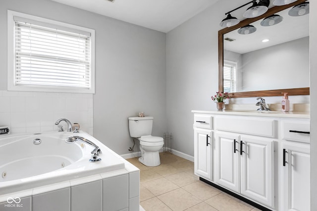 2872 N Prairie Stream Way, Columbus, IN 47203 - full bath with vanity, a tub with jets, and tile patterned flooring