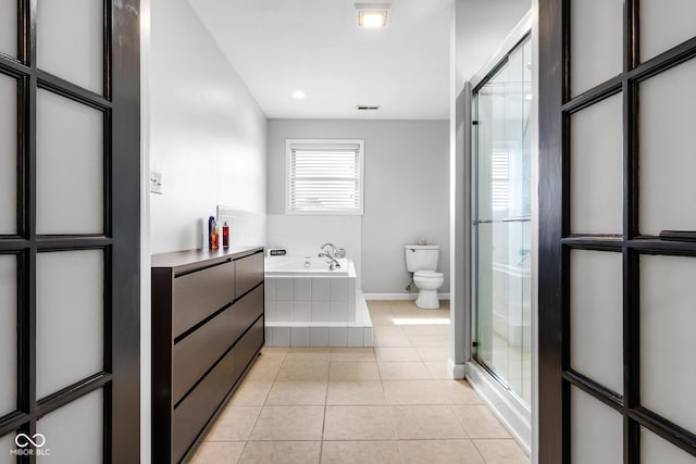 2872 N Prairie Stream Way, Columbus, IN 47203 - full bath with a bath, tile patterned flooring, and a shower stall