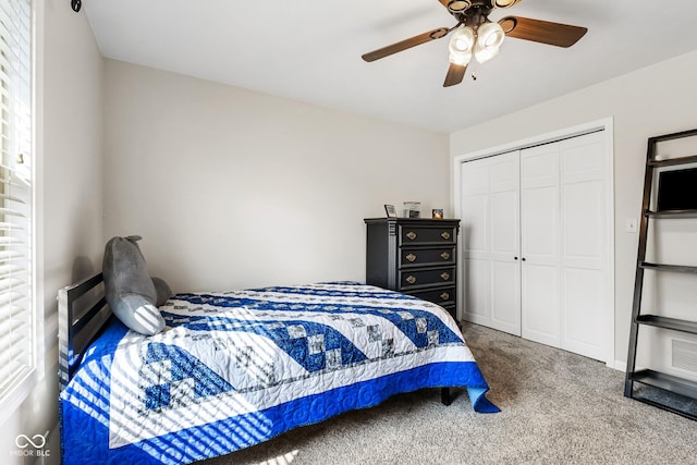 2872 N Prairie Stream Way, Columbus, IN 47203 - carpeted bedroom with a closet and ceiling fan