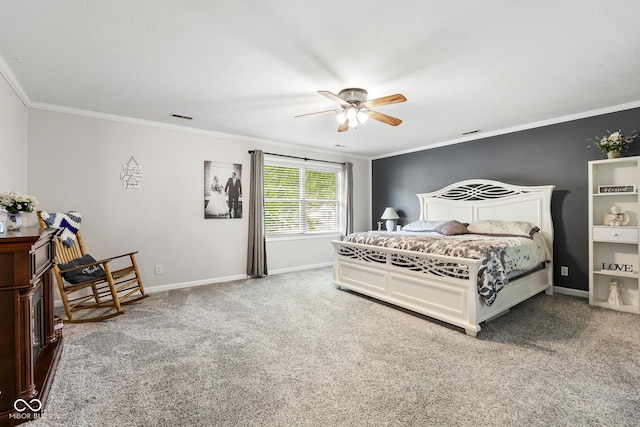 2872 N Prairie Stream Way, Columbus, IN 47203 - carpeted bedroom featuring ornamental molding and a ceiling fan