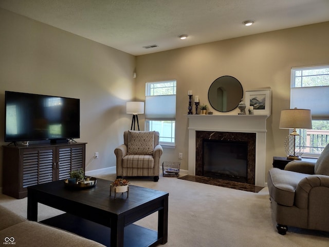 5932 Edelle Dr, Indianapolis, IN 46237 - carpeted living area with a fireplace