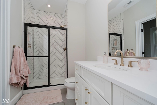 5706 Bentbrook Dr, Bargersville, IN 46106 - bathroom with vanity, a shower stall, and tile patterned flooring