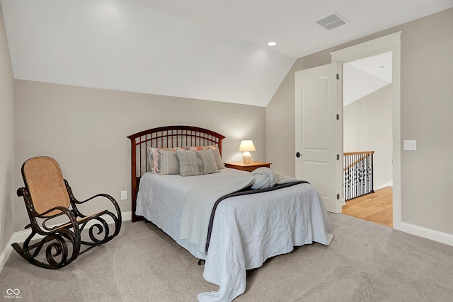 12839 Bird Cage, Carmel, IN 46032 - bedroom featuring carpet floors, vaulted ceiling, and recessed lighting
