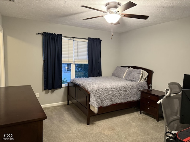 15961 Foothill Dr, Noblesville, IN 46060 - bedroom with carpet flooring, a textured ceiling, and a ceiling fan