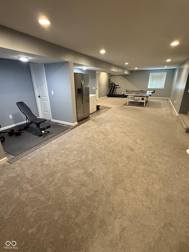 15961 Foothill Dr, Noblesville, IN 46060 - workout area with carpet flooring and recessed lighting