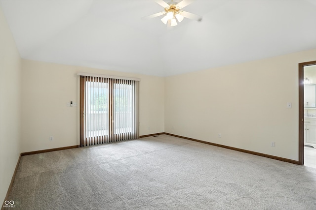 1326 Pebble Brook Dr, Noblesville, IN 46062 - spare room featuring light colored carpet, ceiling fan, and high vaulted ceiling