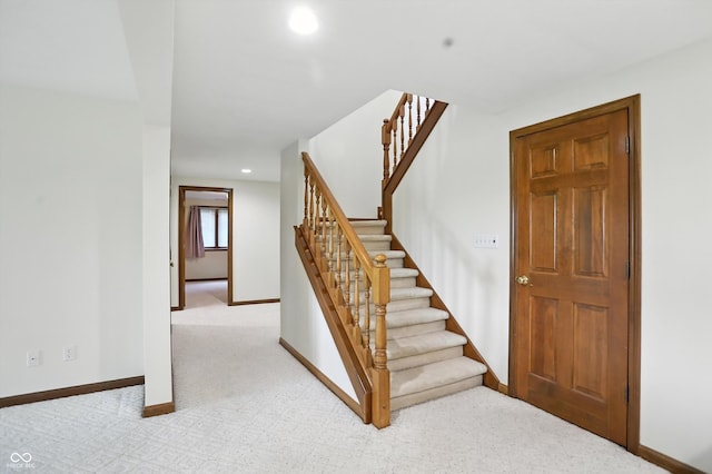 1326 Pebble Brook Dr, Noblesville, IN 46062 - staircase with recessed lighting and carpet