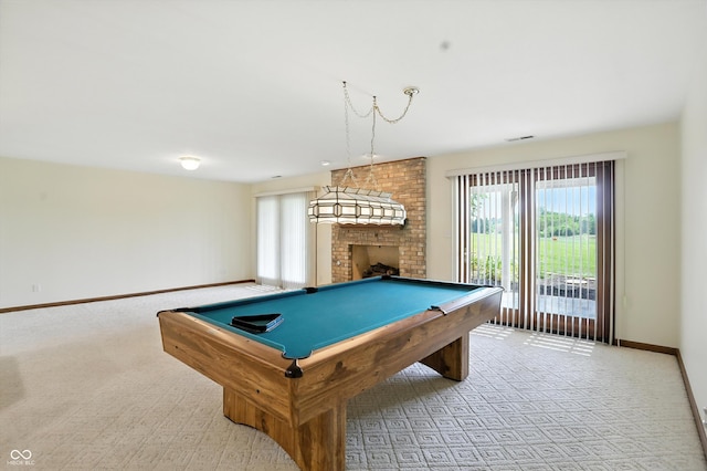 1326 Pebble Brook Dr, Noblesville, IN 46062 - game room with healthy amount of natural light, light carpet, and pool table