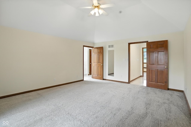 1326 Pebble Brook Dr, Noblesville, IN 46062 - unfurnished bedroom with light carpet, high vaulted ceiling, and a ceiling fan