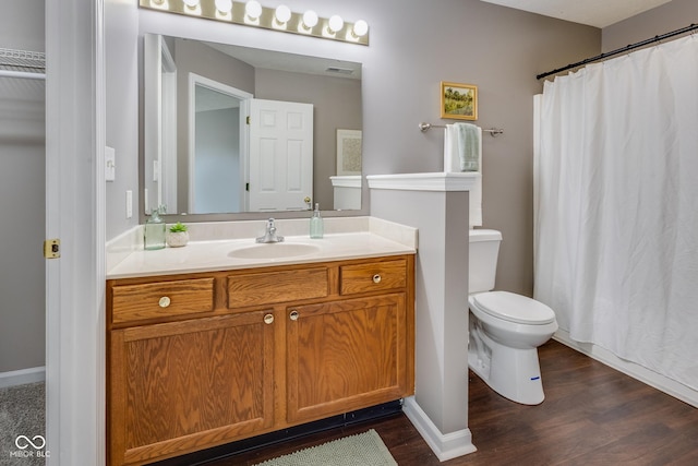 2289 Salem Park Dr, Indianapolis, IN 46239 - bathroom featuring wood finished floors, vanity, and a shower with curtain
