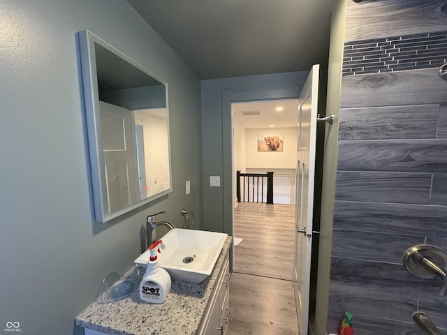 917 N Rural St, Indianapolis, IN 46201 - bathroom featuring vanity and wood finished floors