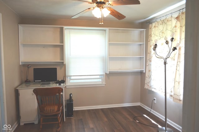 3115 E 400 S, Anderson, IN 46017 - unfurnished office featuring ceiling fan and dark wood-style flooring