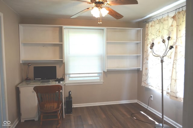 3115 E 400 S, Anderson, IN 46017 - unfurnished office featuring a ceiling fan and dark wood-type flooring