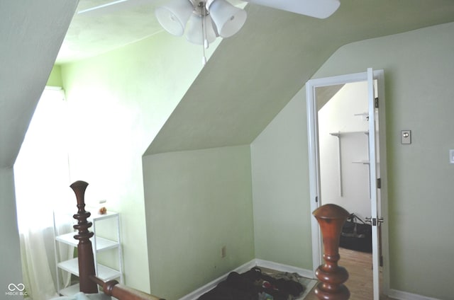 3115 E 400 S, Anderson, IN 46017 - bonus room featuring a ceiling fan, vaulted ceiling, and wood finished floors
