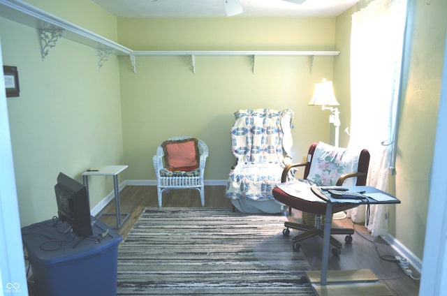 3115 E 400 S, Anderson, IN 46017 - living area featuring wood finished floors and a ceiling fan